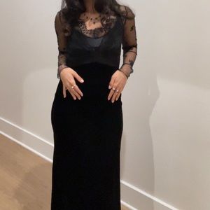 Zara velvet and floral lace maxi